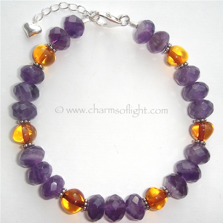 Amethyst & Amber Bracelet